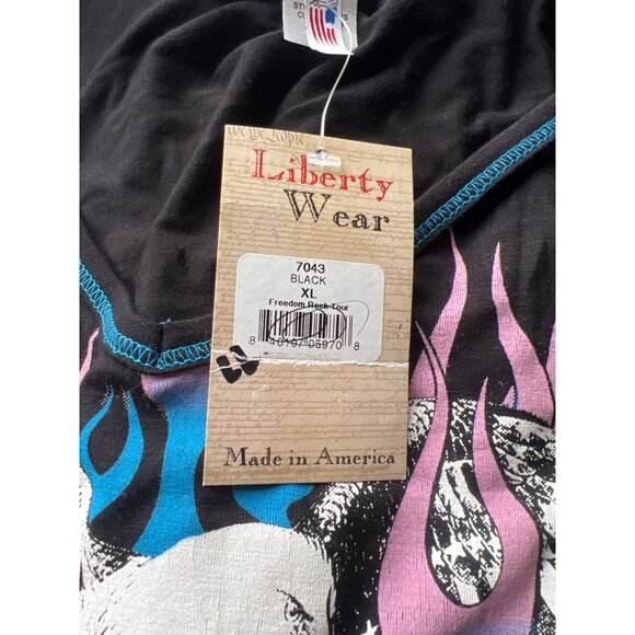 Liberty Wear Womens Graphic Tee Freedom Rock Tour USA Black XL Rayon Blend - Picture 3 of 5